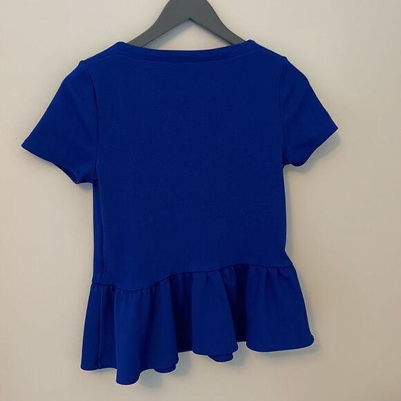 - ELLE Royal Blue‎ Top w/baby doll ruffle at waist. Size XS - Picture 2 of 4